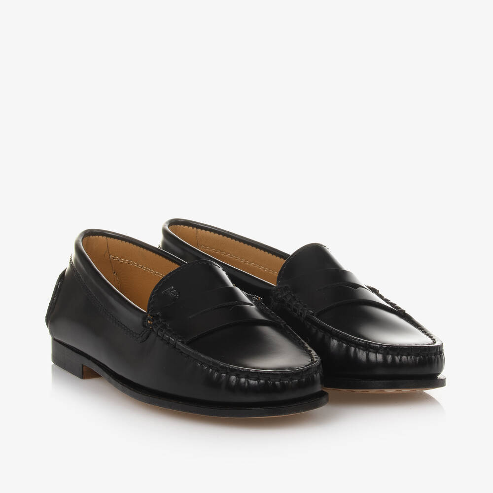 Tod's - Black Leather Loafers  | Childrensalon