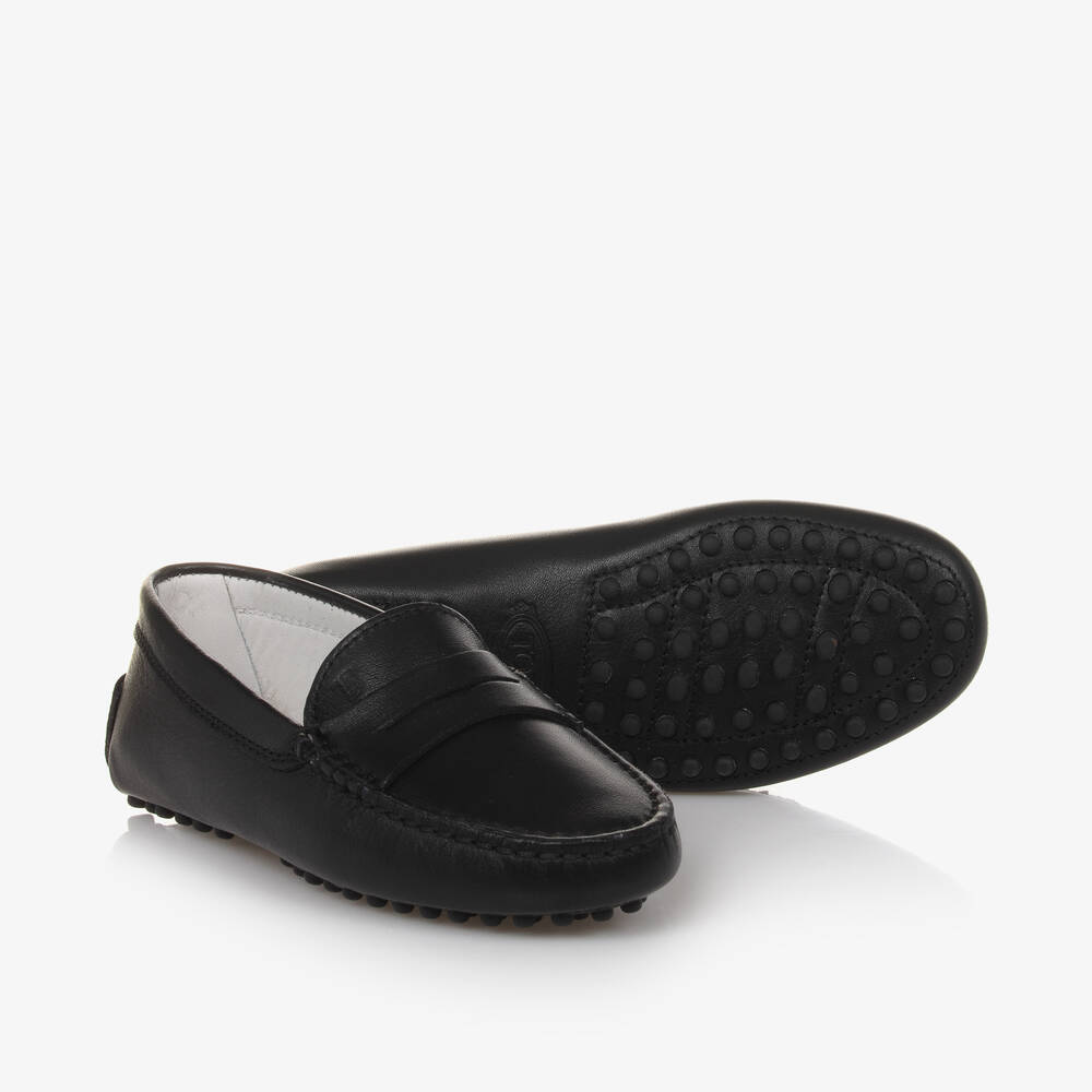 Tod's - Black Leather Moccasin Shoes | Childrensalon