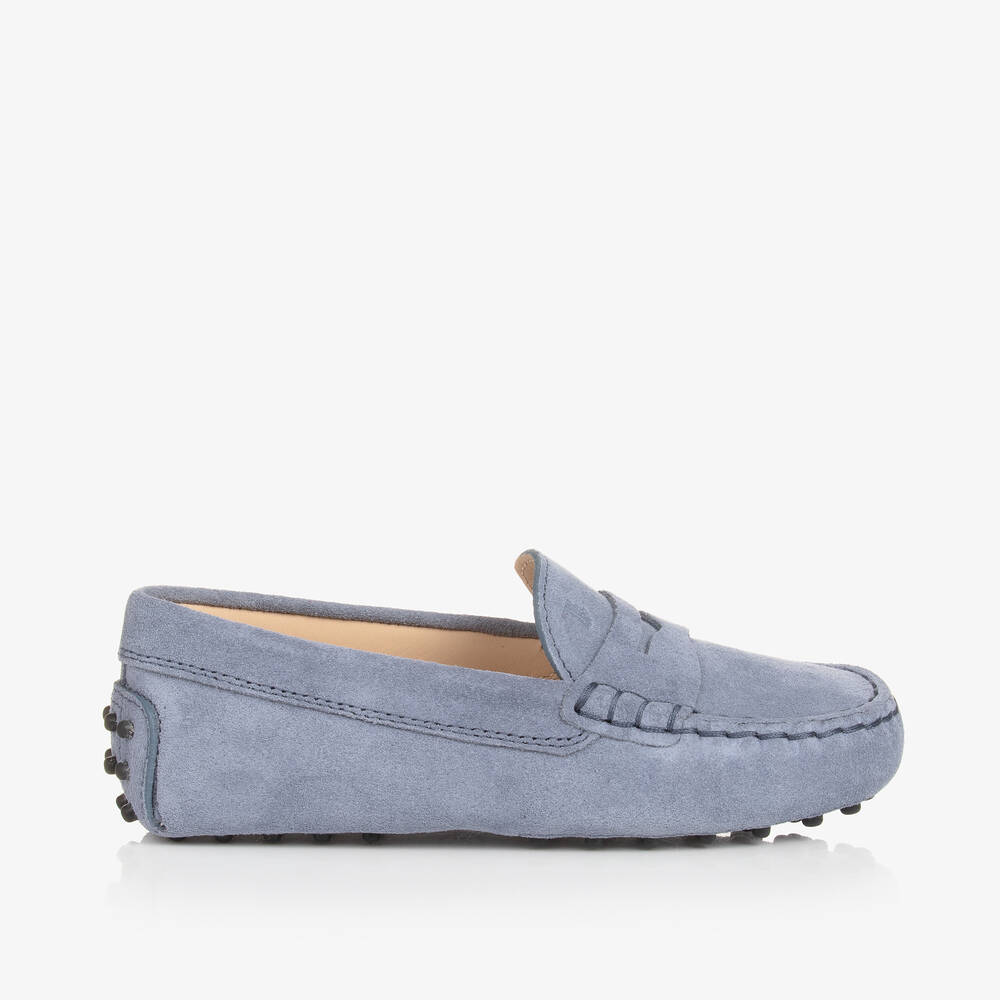 Tod's Babies' Boys Blue Suede Gommino Moccasins