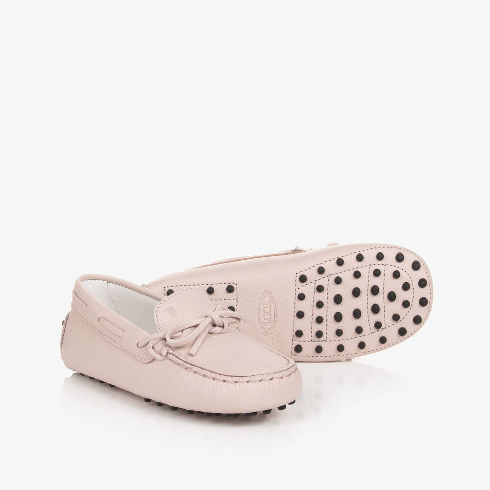 Tod's - Girls Pink Leather Gommino Moccasins | Childrensalon