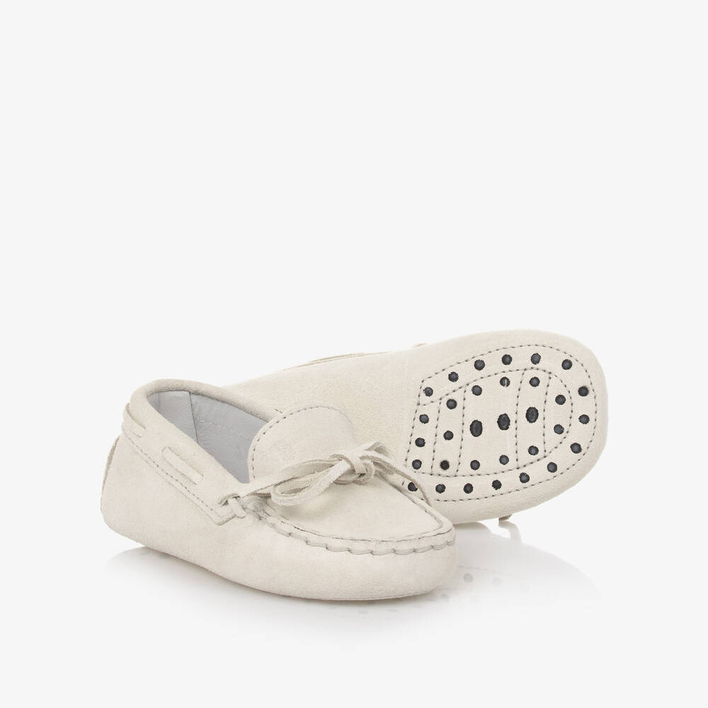 Tod's - Grey Suede Leather Pre-Walker Moccasins | Childrensalon