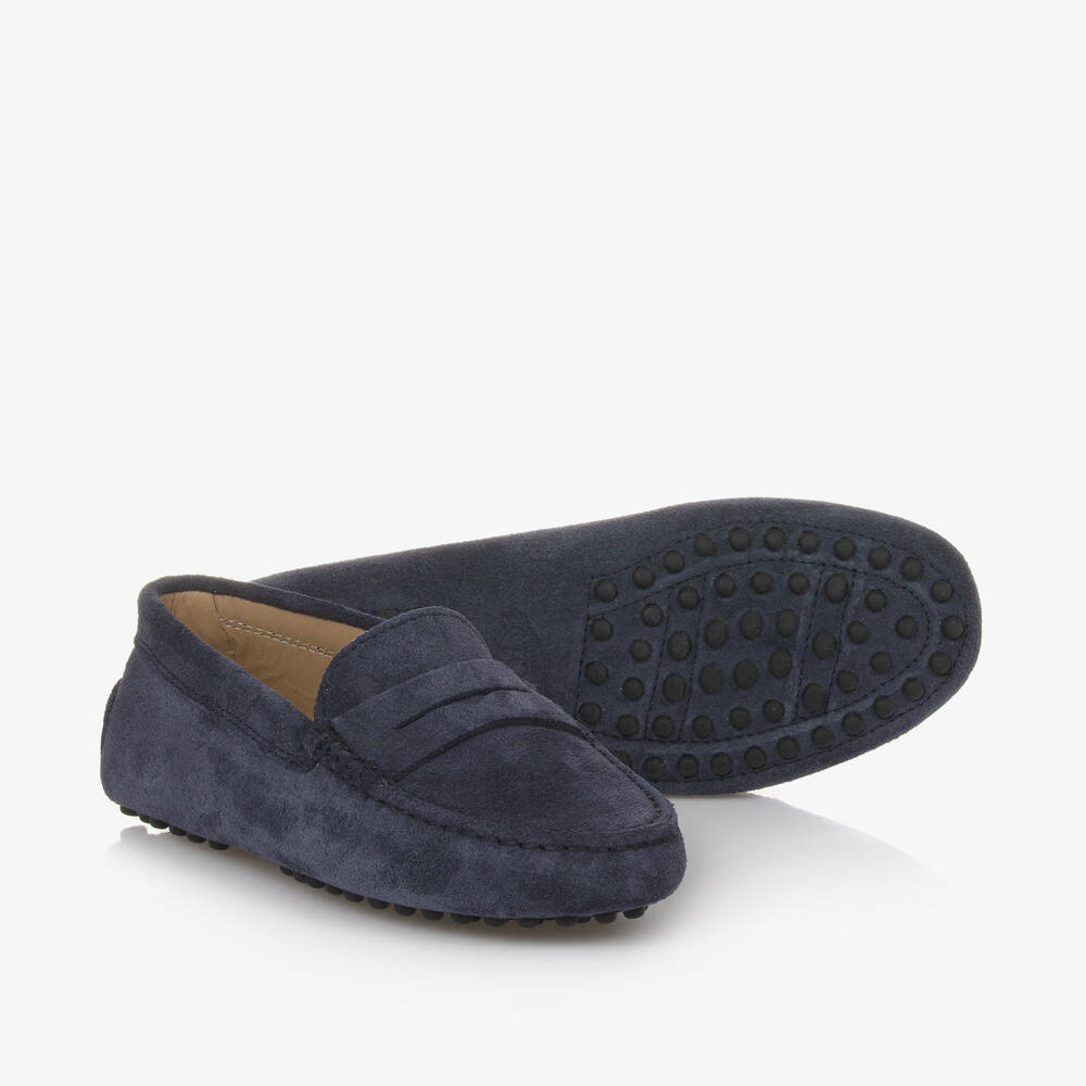 Tod's - Navy Blue Suede Leather Moccasins  | Childrensalon