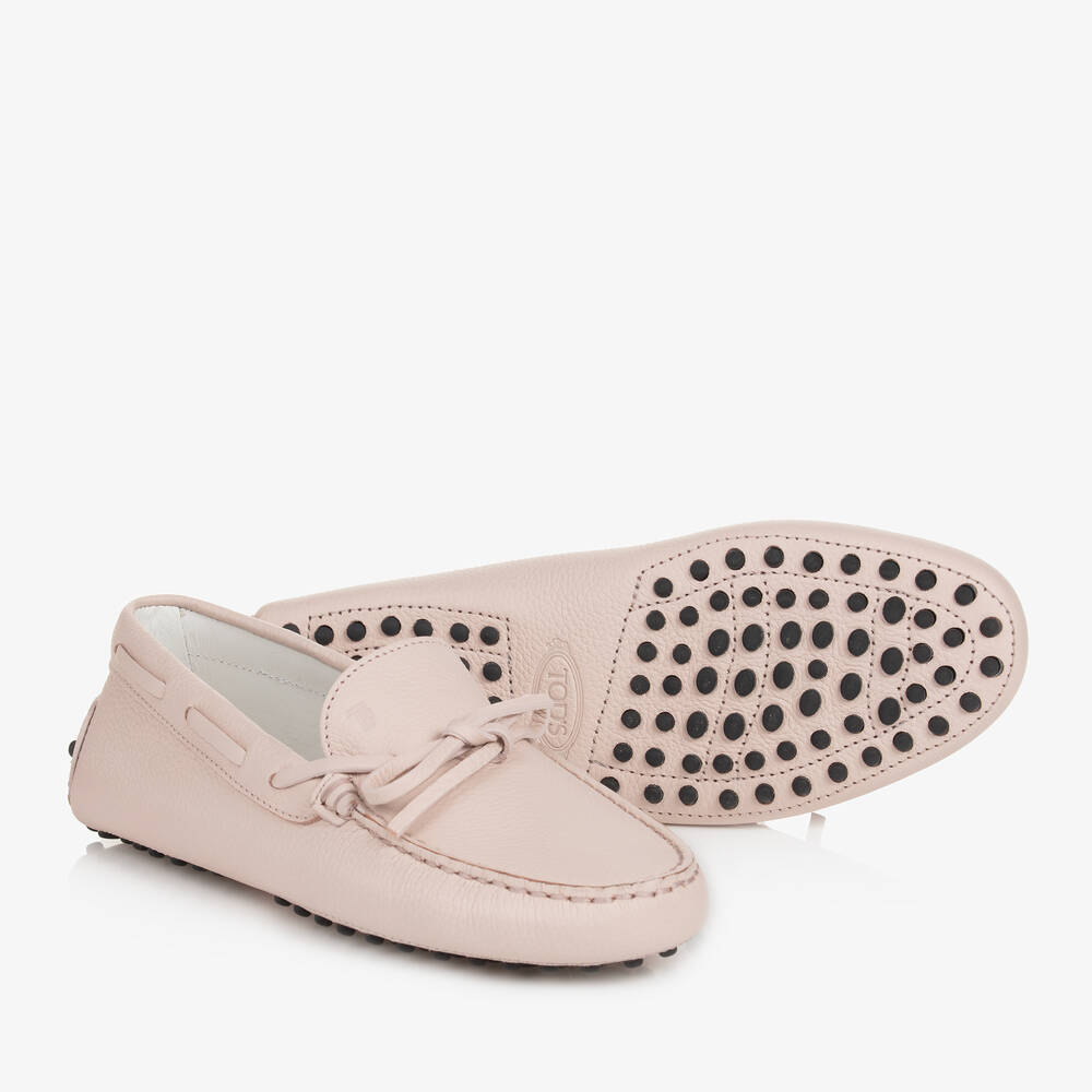 Tod's - Teen Girls Pink Leather Gommino Moccasins | Childrensalon