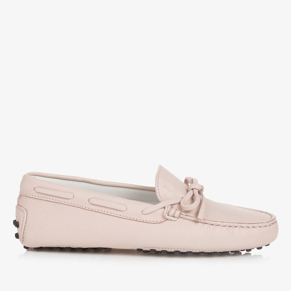 Tod's Teen Girls Pink Leather Gommino Moccasins