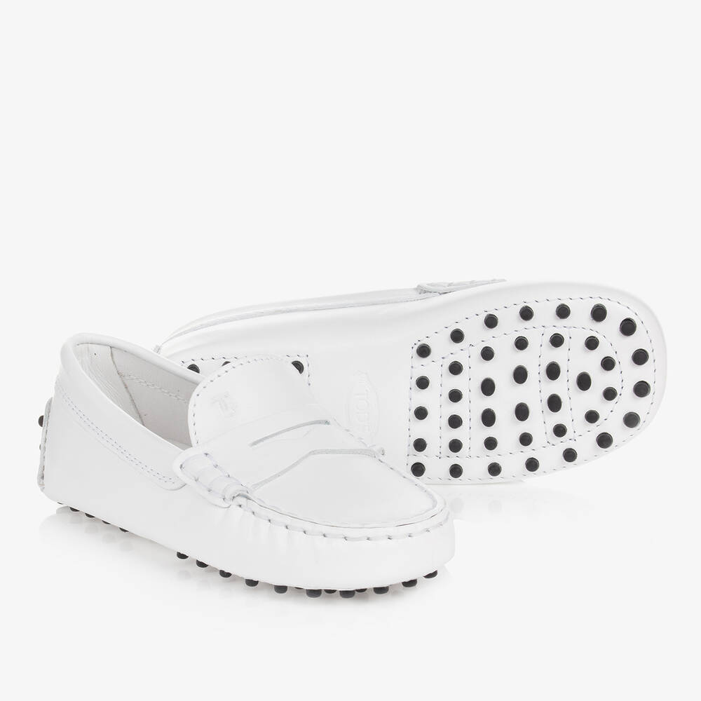 Tod's - White Leather Gommino Moccasins | Childrensalon