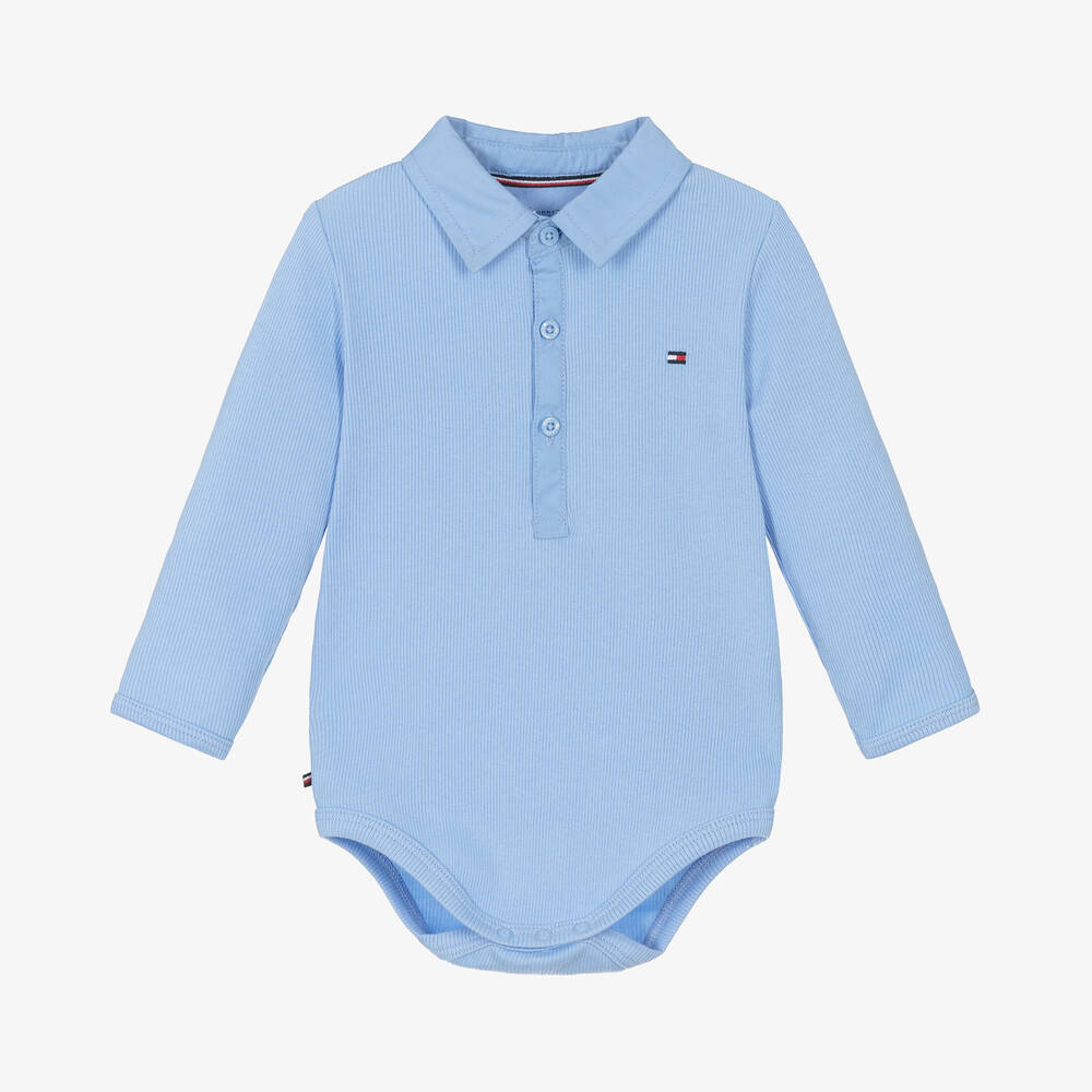 Tommy Hilfiger - Baby Boys Blue Cotton Bodysuit | Childrensalon