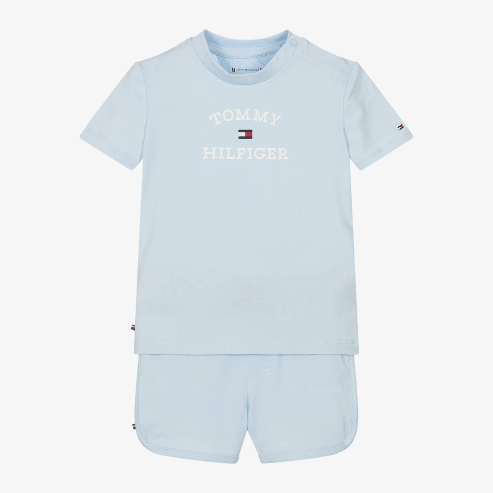 Tommy Hilfiger - Baby Boys Blue Cotton Shorts Set | Childrensalon