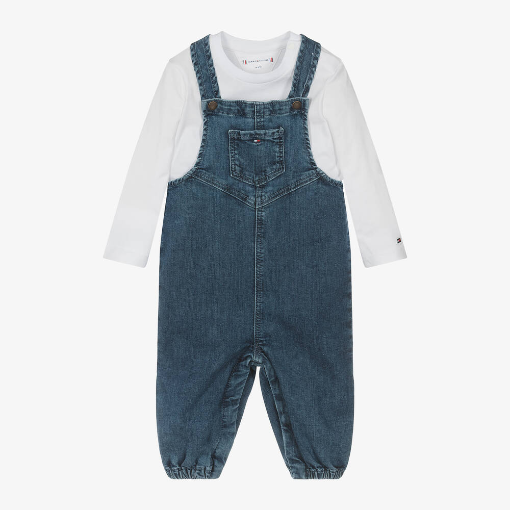Tommy Hilfiger - Топ и синий джинсовый полукомбинезон для малышей | Childrensalon
