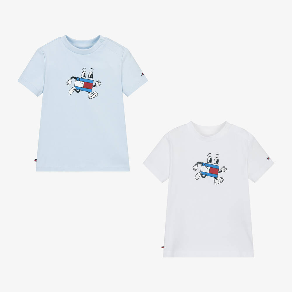 Shop Tommy Hilfiger Baby Boys Cotton T-shirts (2 Pack) In Blue