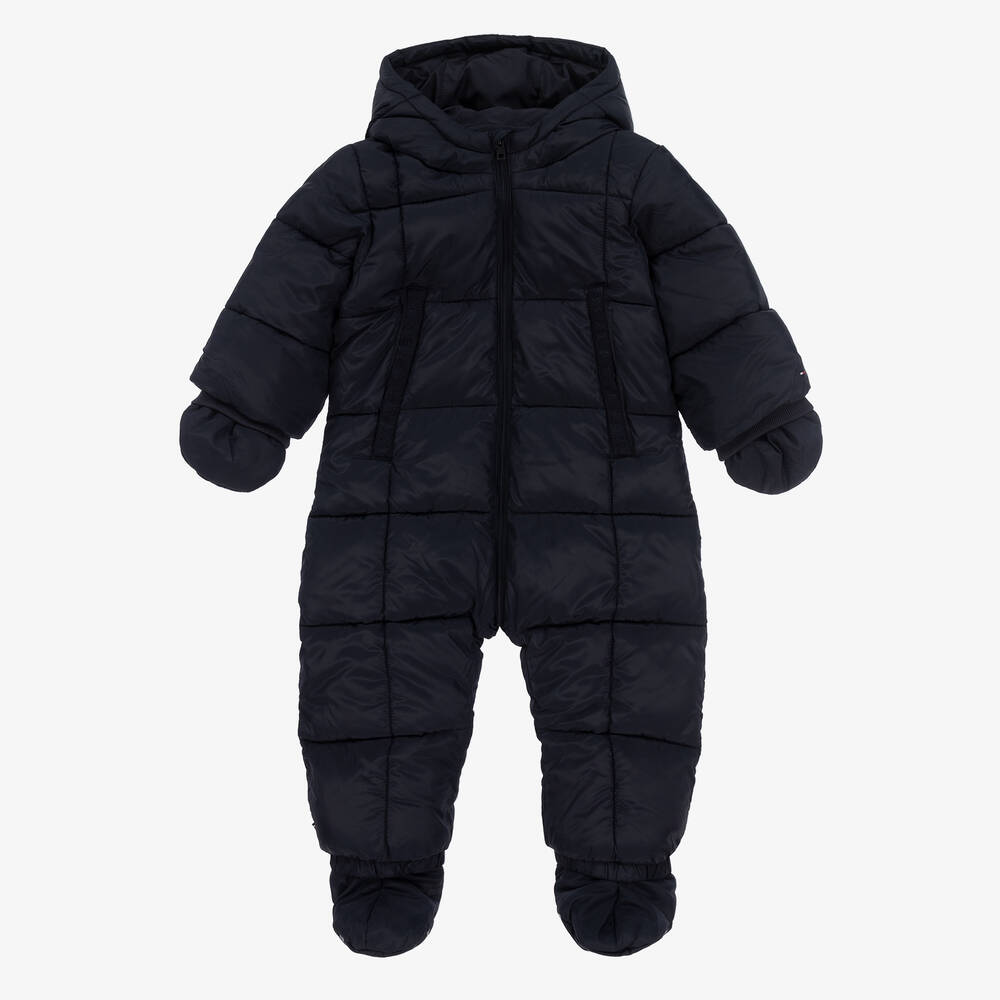 Tommy Hilfiger Baby Boys Navy Blue Hooded Snowsuit