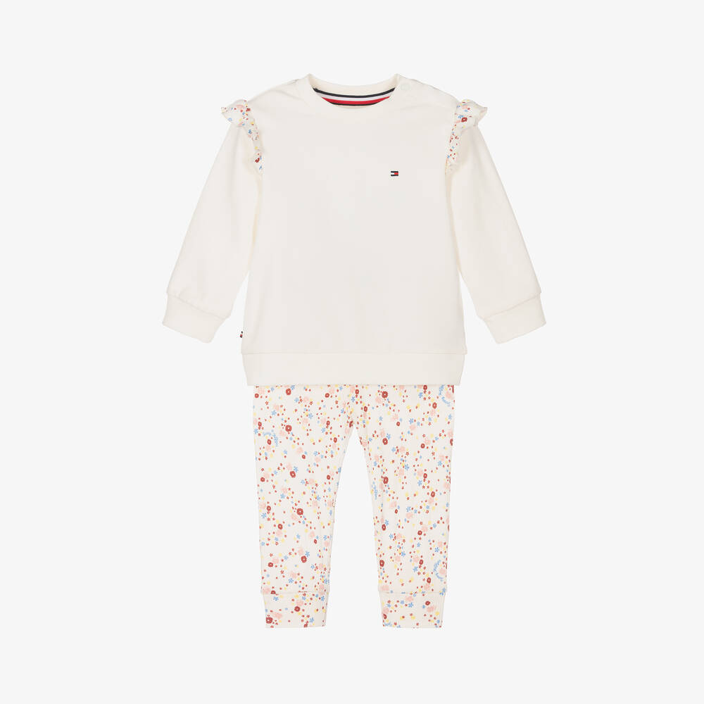 Tommy Hilfiger - Baby Girls Ivory Floral Print Leggings Set | Childrensalon