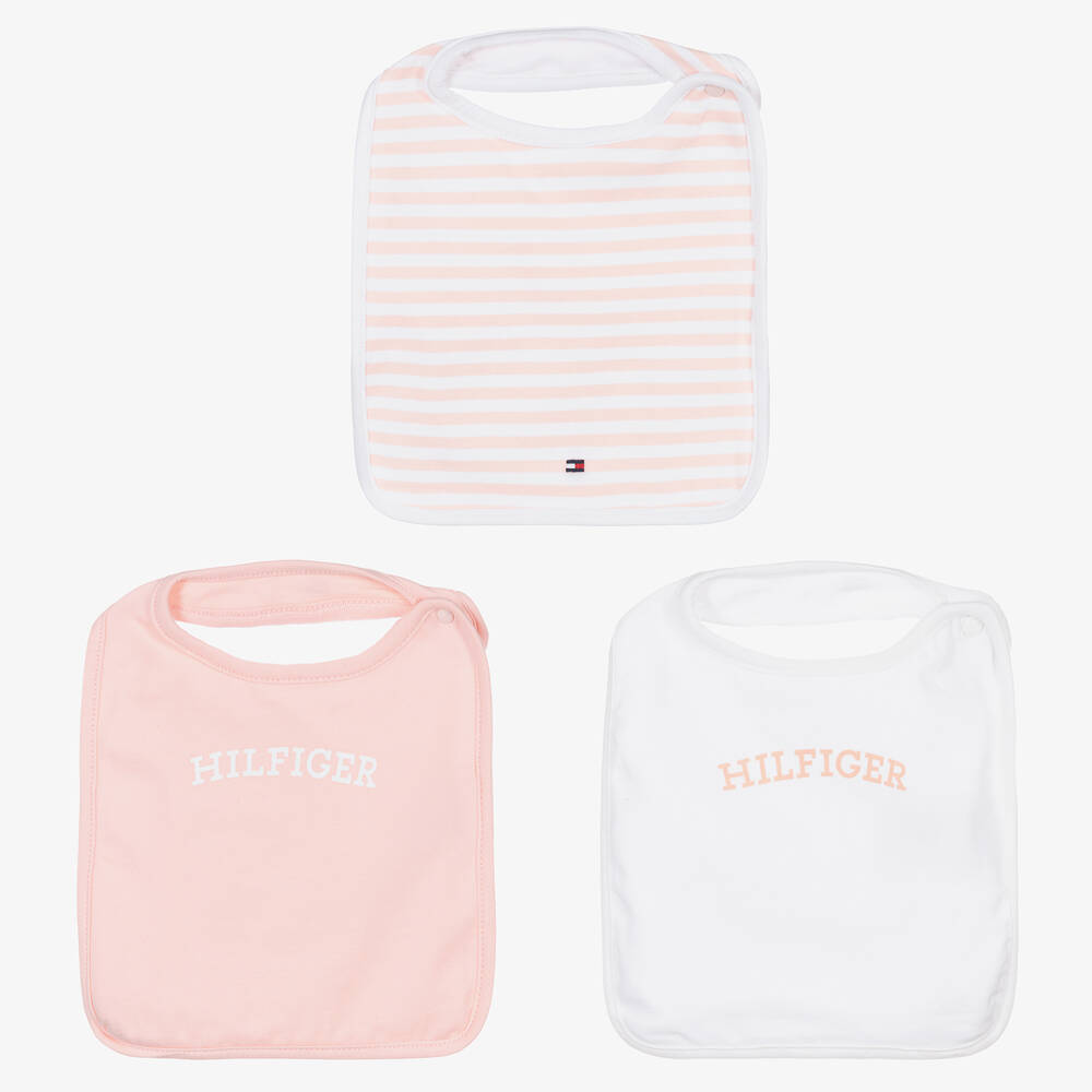 Tommy - Baby Girls Pink Cotton Bibs (3 Pack) |
