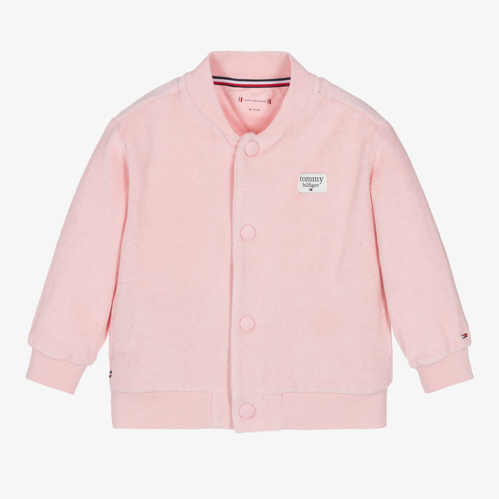 Tommy Hilfiger - Veste rose en coton éponge bébé | Childrensalon