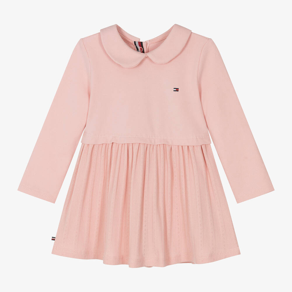 Tommy Hilfiger - Baby Girls Pink Piqué & Pointelle Dress | Childrensalon