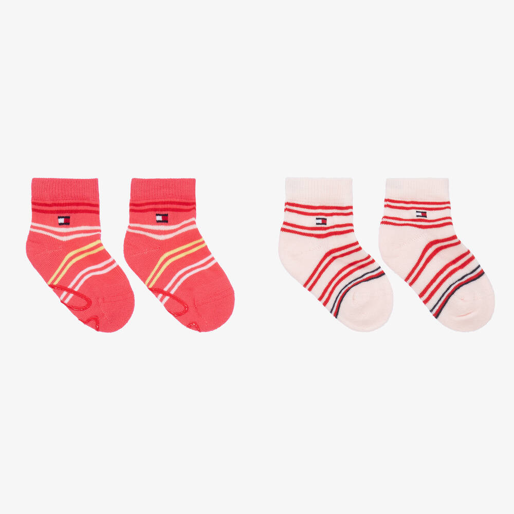 Tommy Hilfiger Girls Striped Cotton Socks (2 Pack) In Pink ModeSens