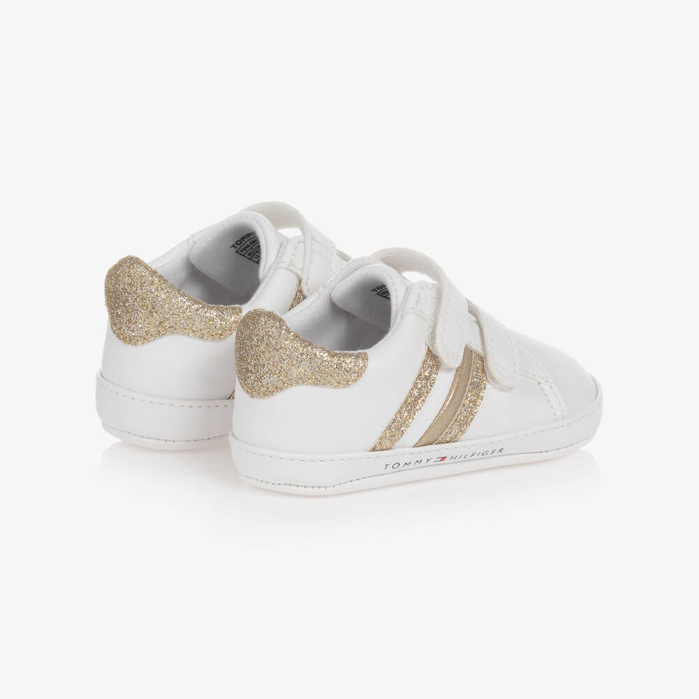 Tommy Hilfiger - Baby Girls White & Gold Glitter Pre-Walkers ...