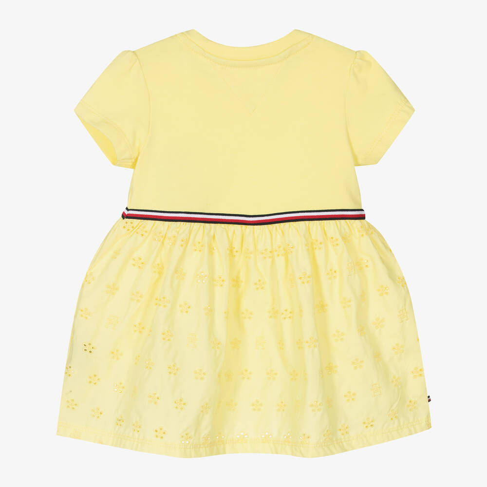 Tommy Hilfiger - Baby Girls Yellow Cotton Dress | Childrensalon