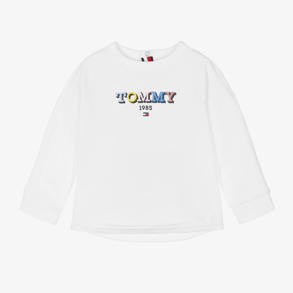 Tommy Hilfiger Baby White Organic Cotton Sweatshirt