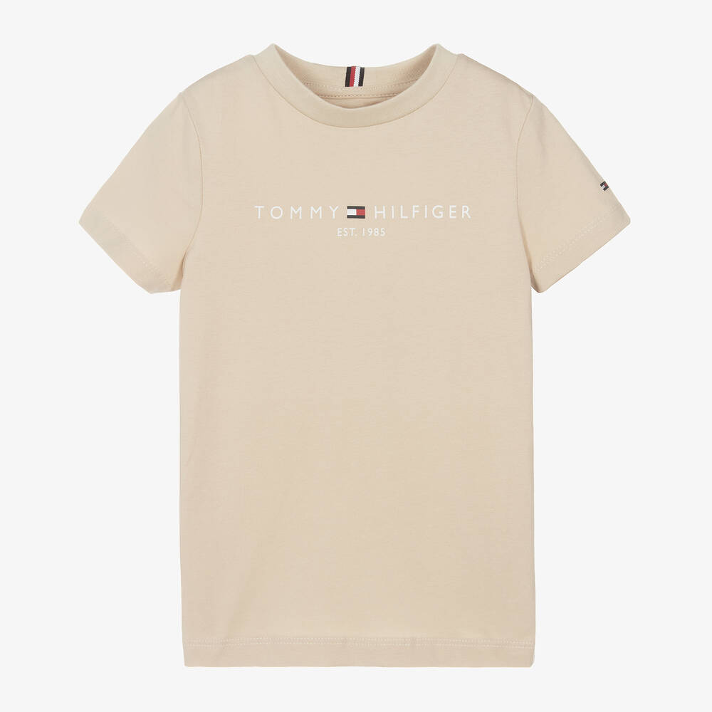 Tommy Hilfiger - Beige Cotton Jersey T-Shirt | Childrensalon