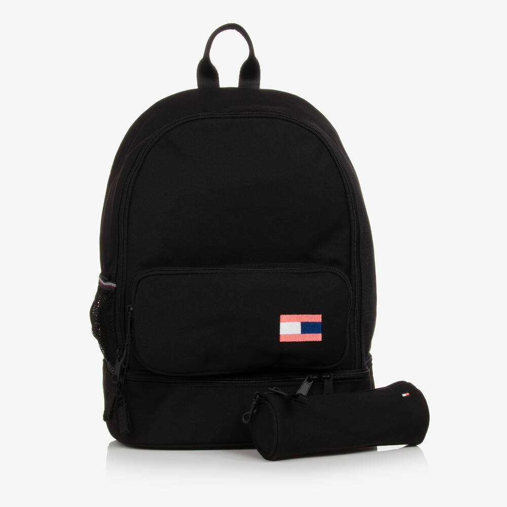 Tommy Hilfiger - Black Backpack & Pencil Case Set (38cm) | Childrensalon