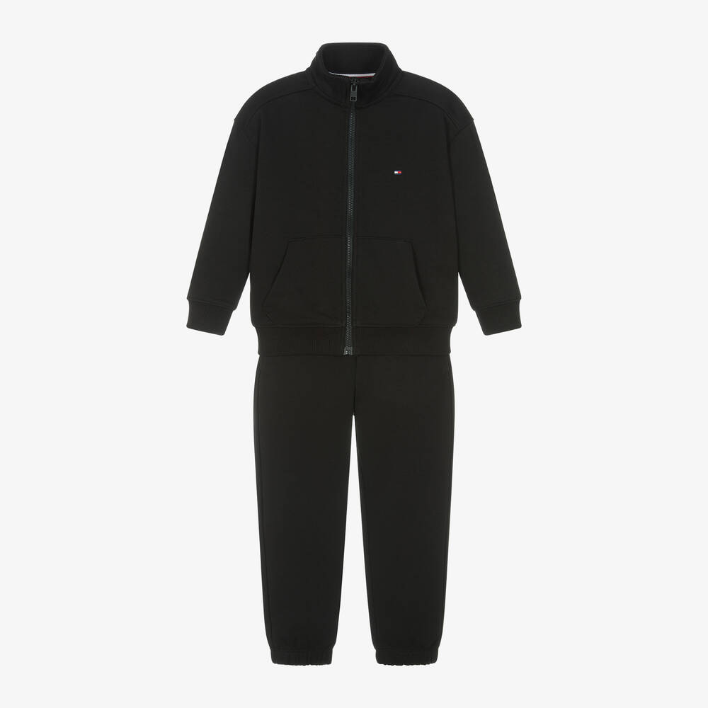 Tommy Hilfiger - Black Cotton Jersey Tracksuit | Childrensalon