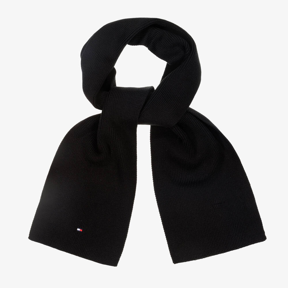 Tommy Hilfiger - Black Cotton Knit Flag Scarf | Childrensalon