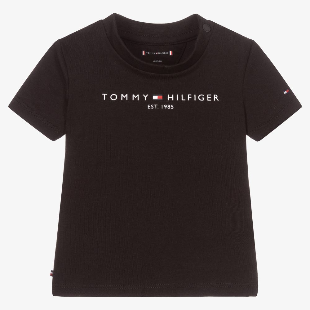 Tommy Hilfiger - Black Organic Cotton T-Shirt | Childrensalon