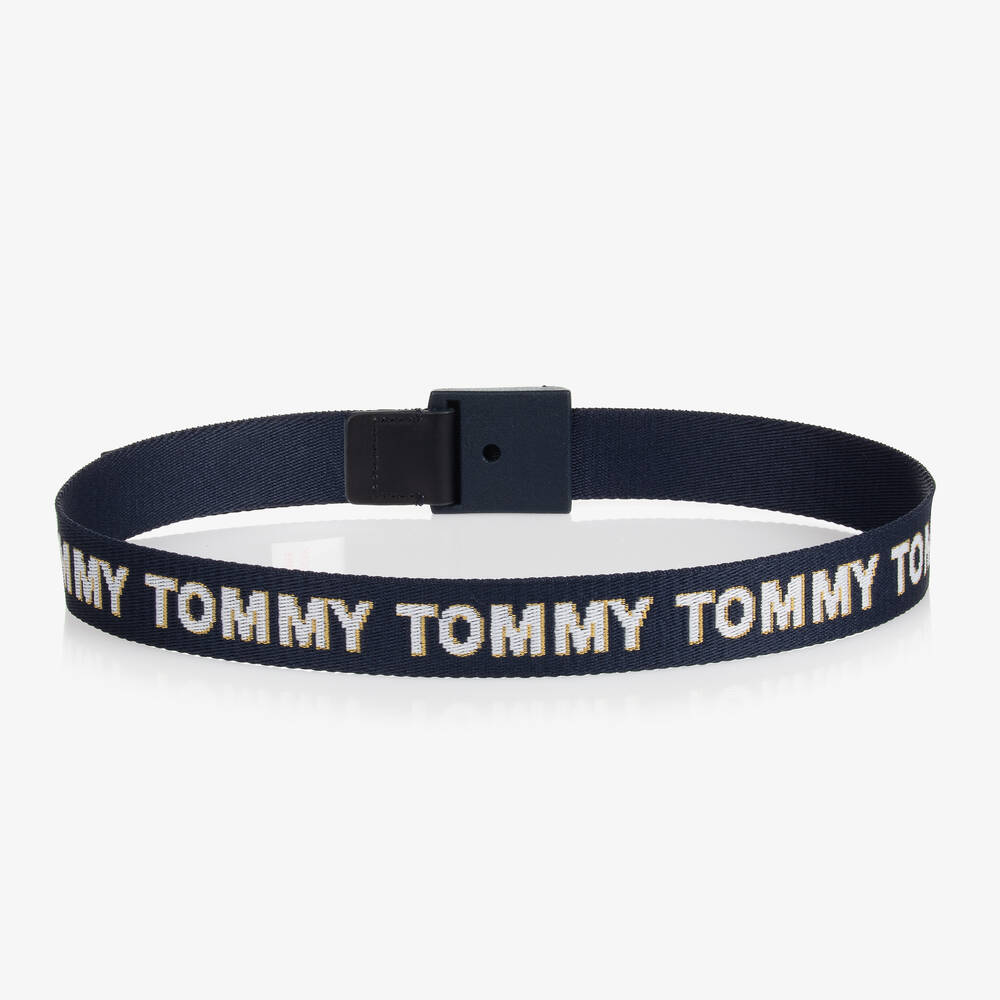 Tommy Hilfiger Canvas Belt Blue - Childrensalon Logo 