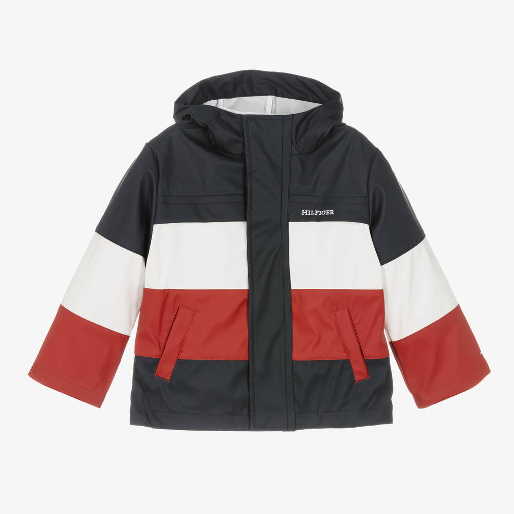 Tommy Hilfiger - Blue Colourblock Hooded Jacket | Childrensalon