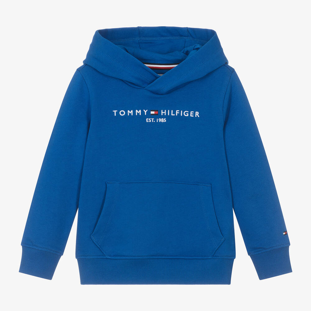 Tommy Hilfiger Babies' Blue Cotton Jersey Embroidered Hoodie