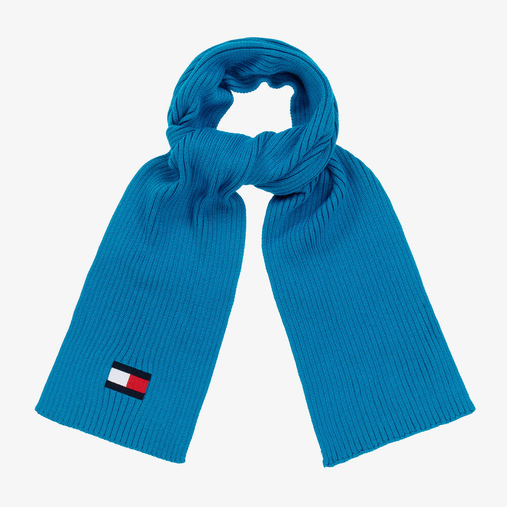 Tommy Hilfiger Kids' Blue Cotton Knit Flag Scarf