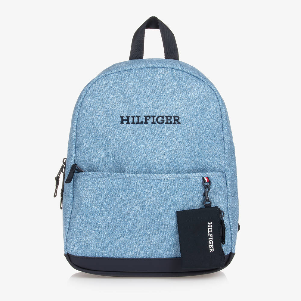 Shop Tommy Hilfiger Blue Denim-effect Backpack (35cm)