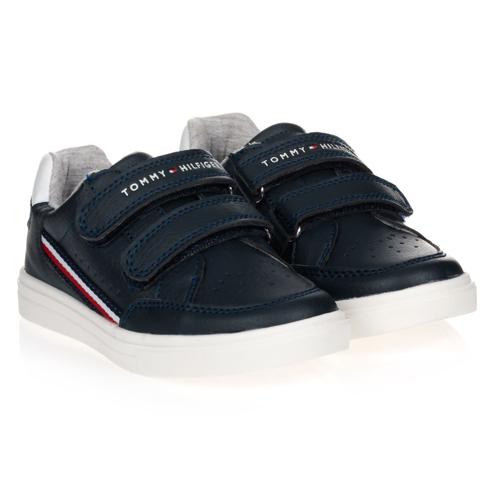 Tommy Hilfiger Babies' Boys Blue Faux Leather Trainers
