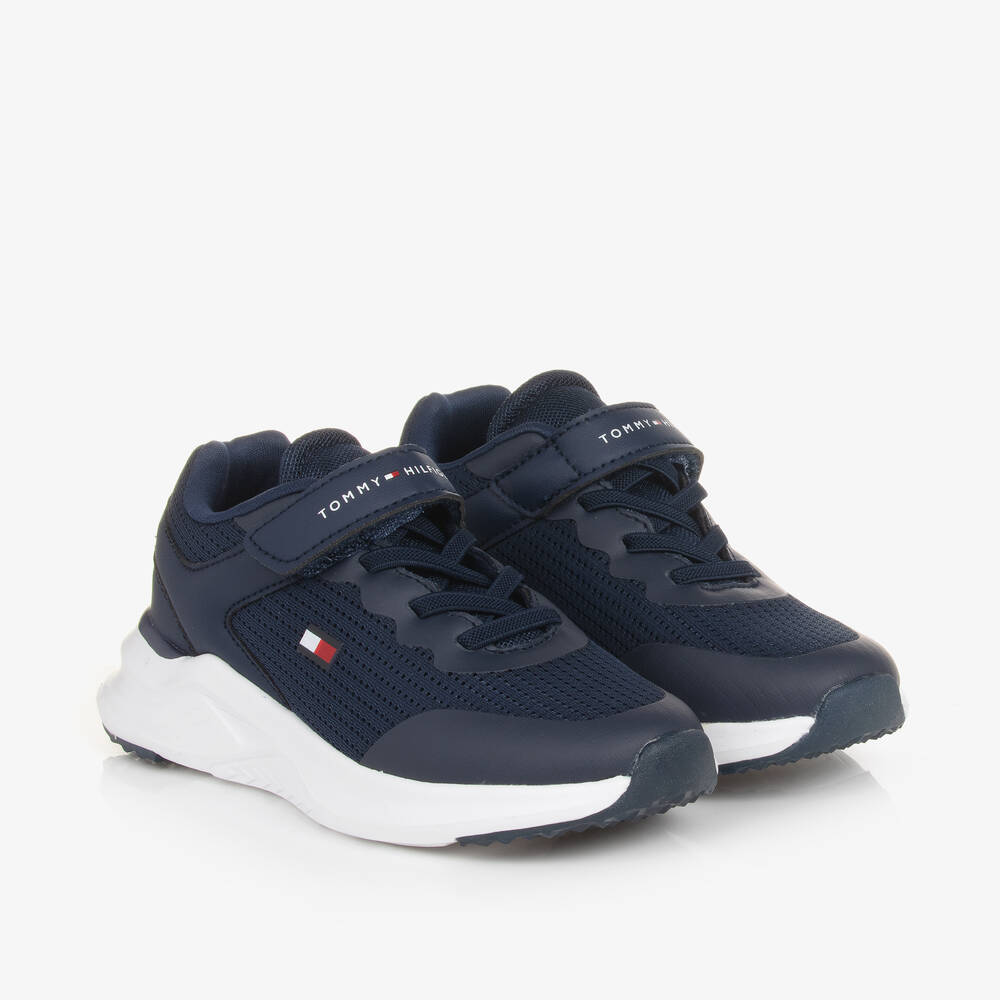 Tommy Hilfiger - Blue Mesh & Faux Leather Trainers | Childrensalon