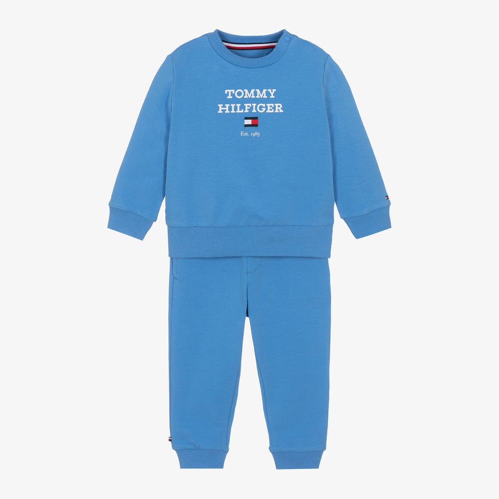 Tommy Hilfiger - تراكسوت قطن جيرسي لون أزرق للأطفال | Childrensalon