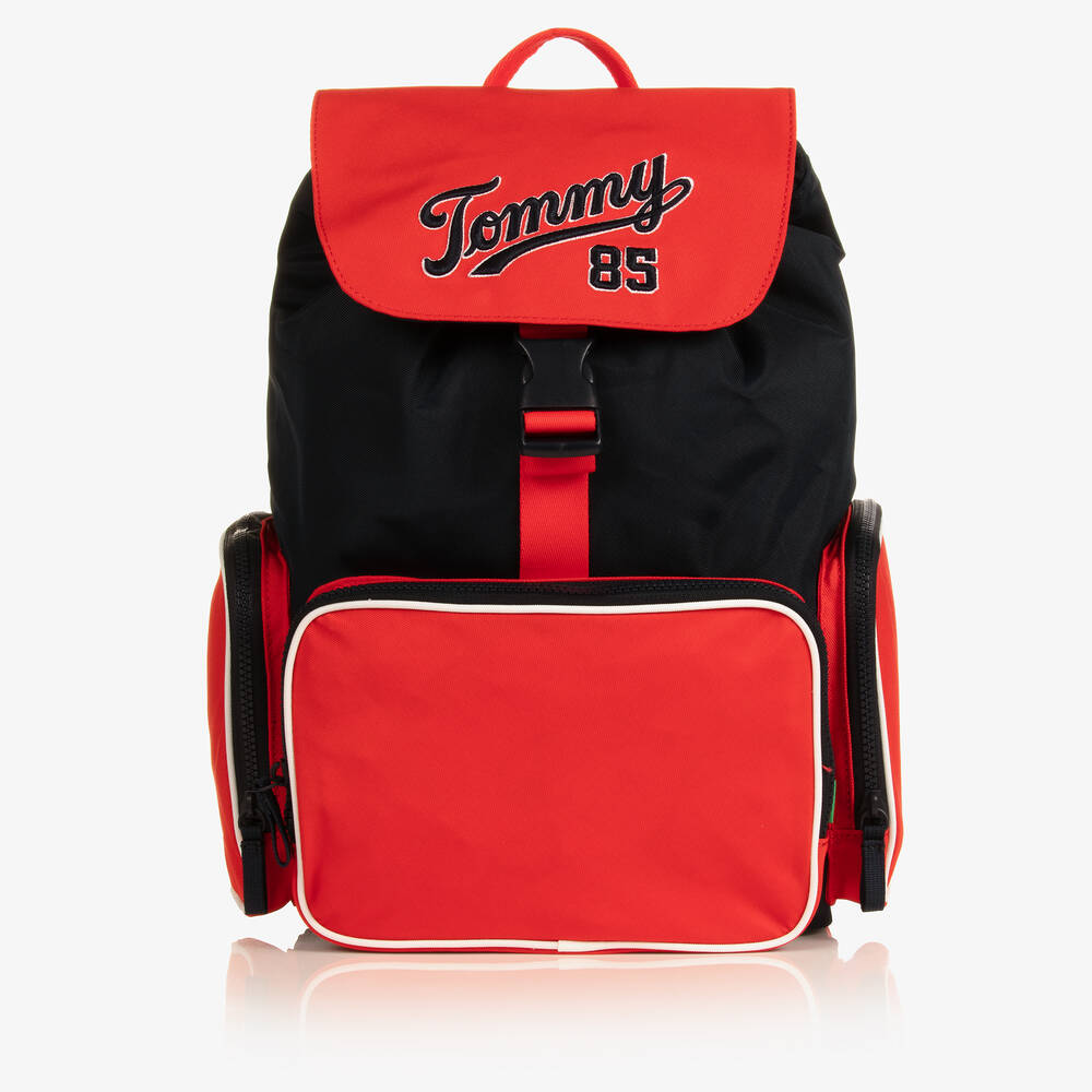Tommy Hilfiger - حقيبة ظهر كانفاس لون كحلي وأحمر (38 سم) | Childrensalon