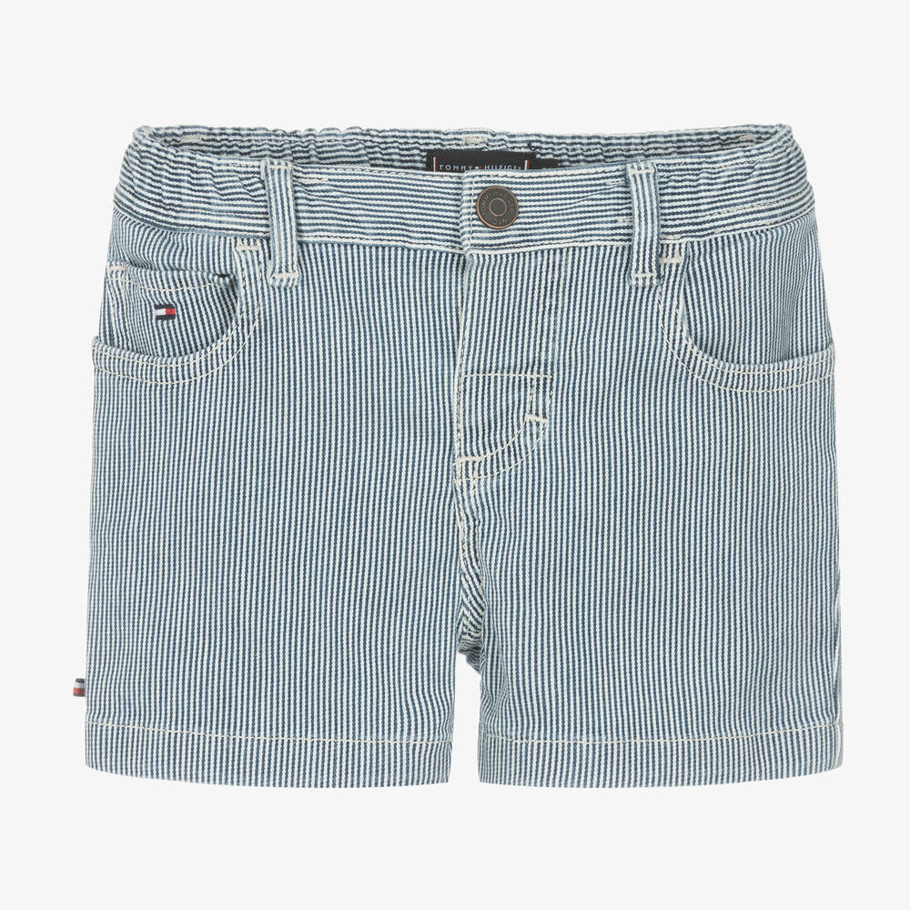 Tommy Hilfiger - Blue Striped Cotton Baby Shorts | Childrensalon