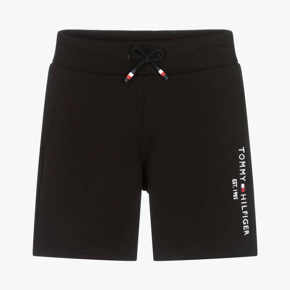 Tommy Hilfiger - Boys Black Cotton Jersey Shorts | Childrensalon