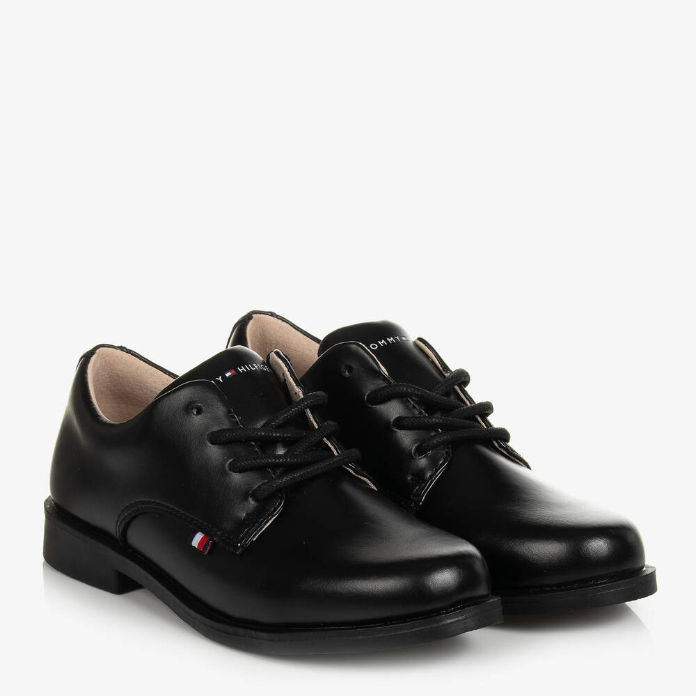 Tommy Hilfiger - Boys Black Faux Leather Shoes | Childrensalon