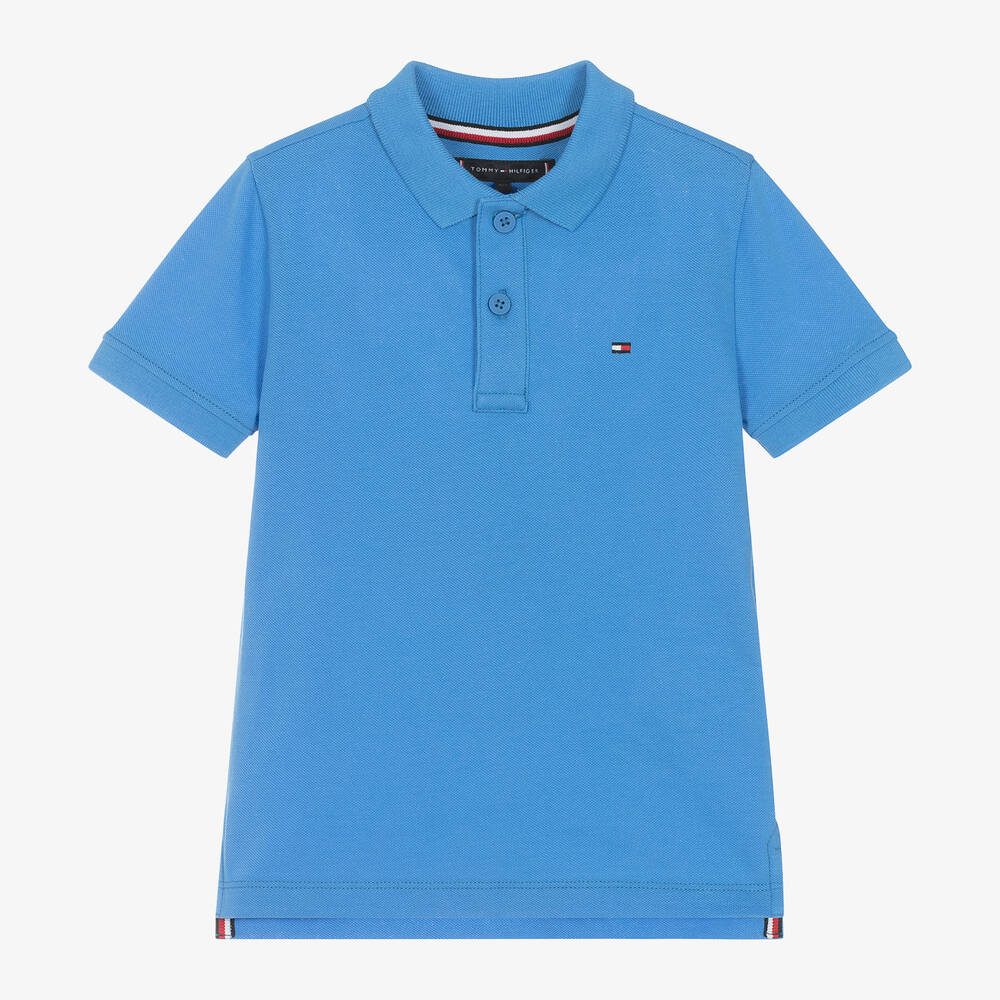 Tommy Hilfiger - Boys Blue Cotton Polo Shirt | Childrensalon