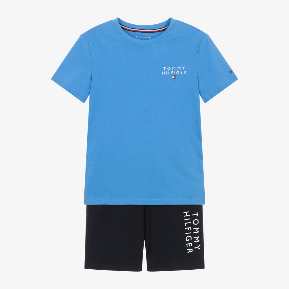 Tommy Hilfiger - Boys Blue Cotton Short Pyjamas  | Childrensalon