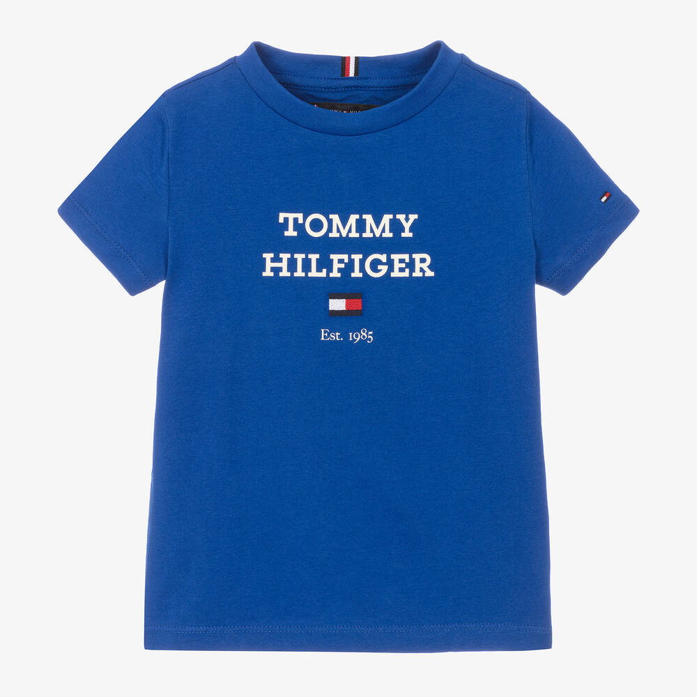 Tommy Hilfiger - تيشيرت قطن لون أزرق للأولاد | Childrensalon