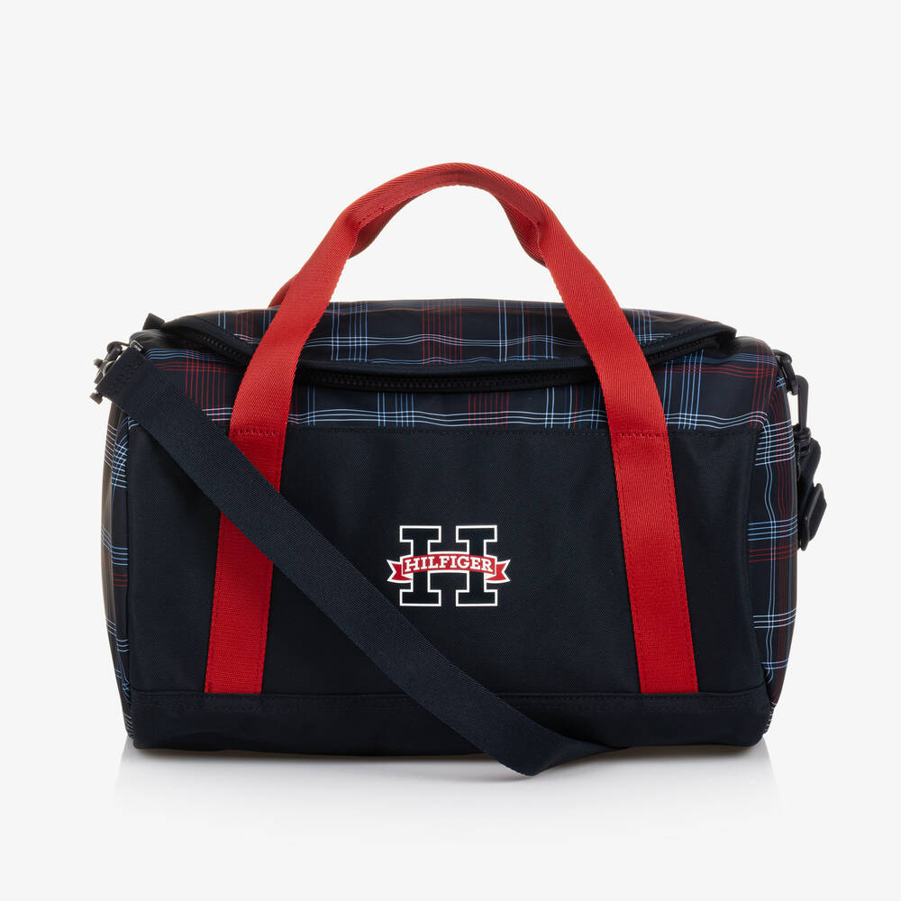 Tommy Hilfiger - Boys Blue Global Stripe Check Sports Bag | Childrensalon