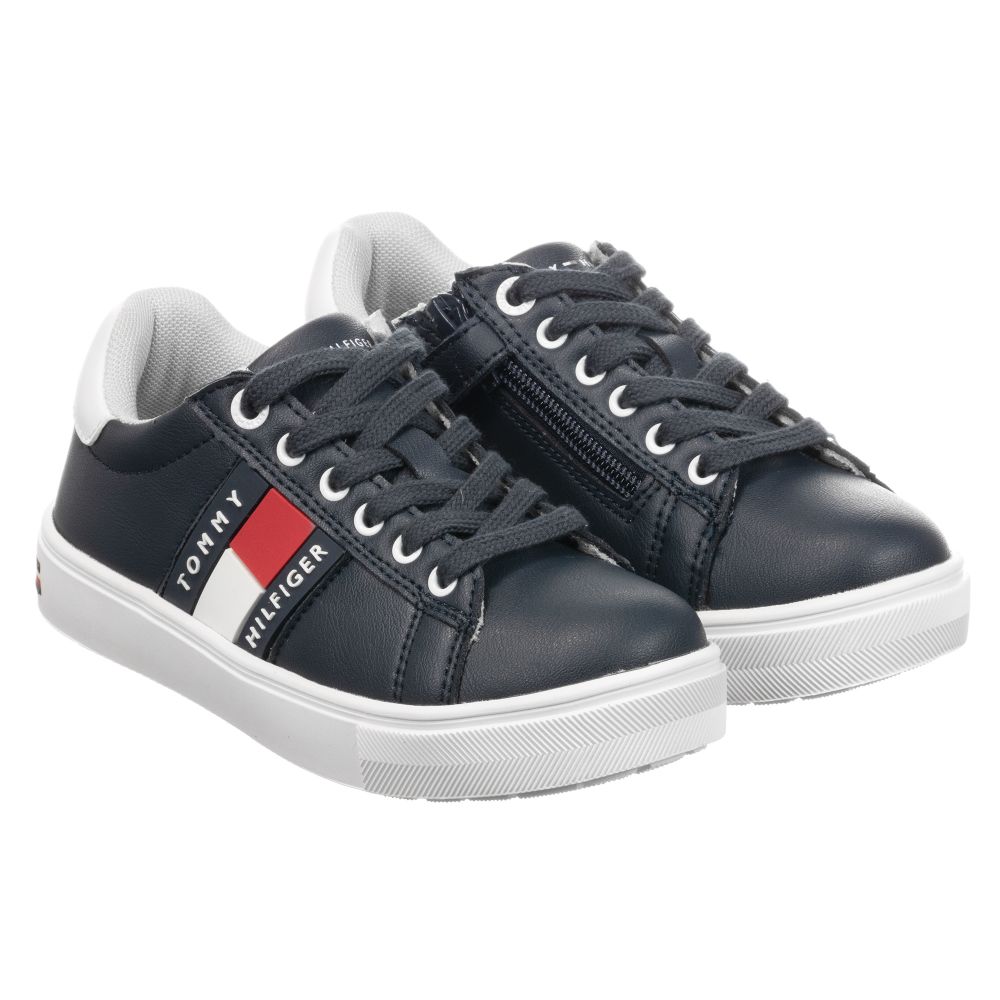 Tommy Hilfiger Kids' Boys Blue Logo Trainers In White