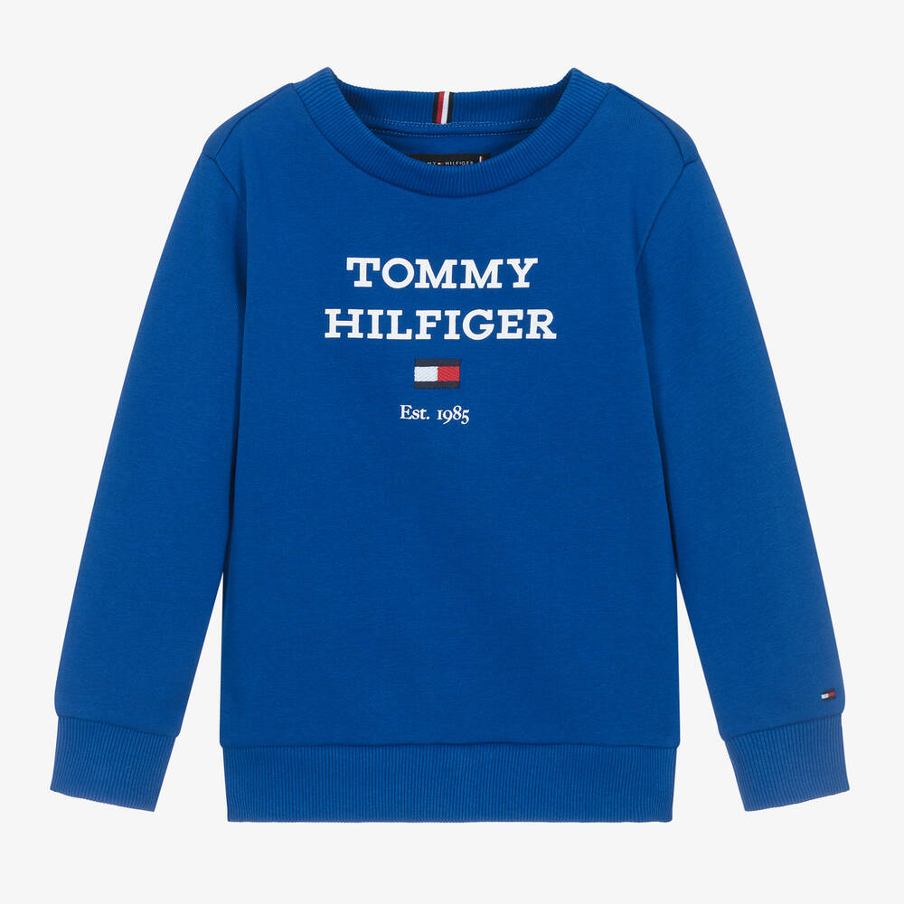 Tommy Hilfiger - سويتشيرت قطن جيرسي لون أزرق للأولاد | Childrensalon