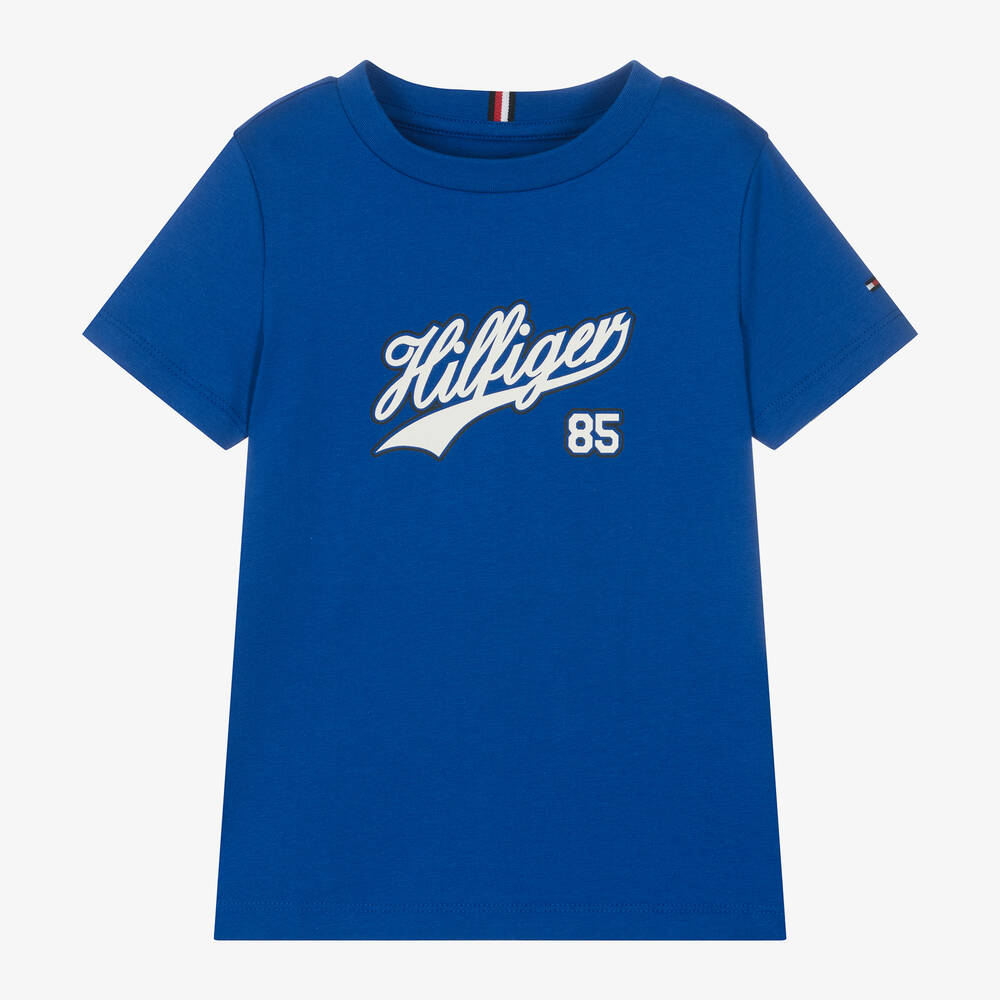 Tommy Hilfiger - T-shirt bleu profond en coton garçon | Childrensalon