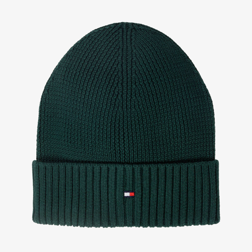 Tommy Hilfiger - Boys Green Cotton Beanie Hat | Childrensalon