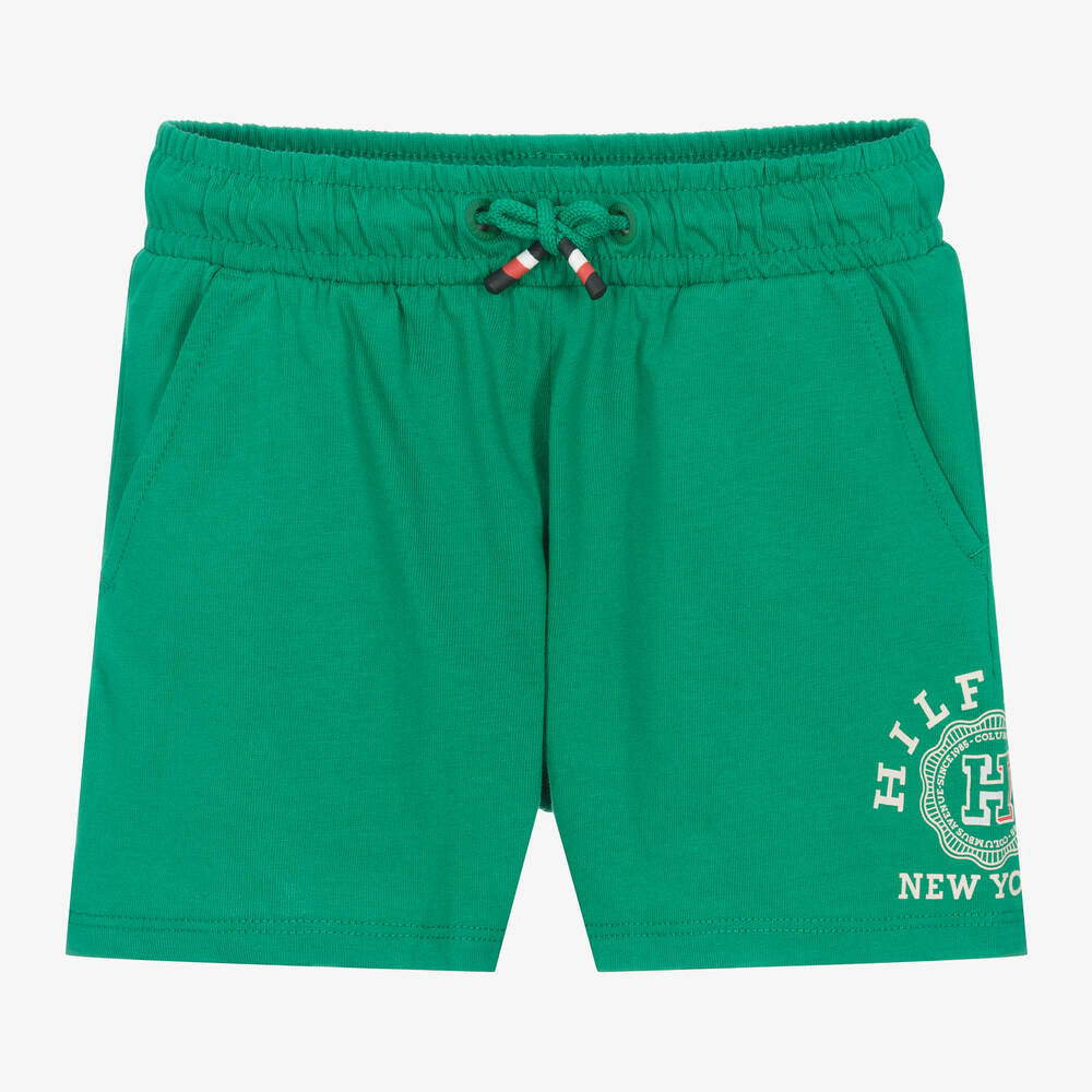 Tommy Hilfiger - Boys Green Cotton Jersey Shorts | Childrensalon
