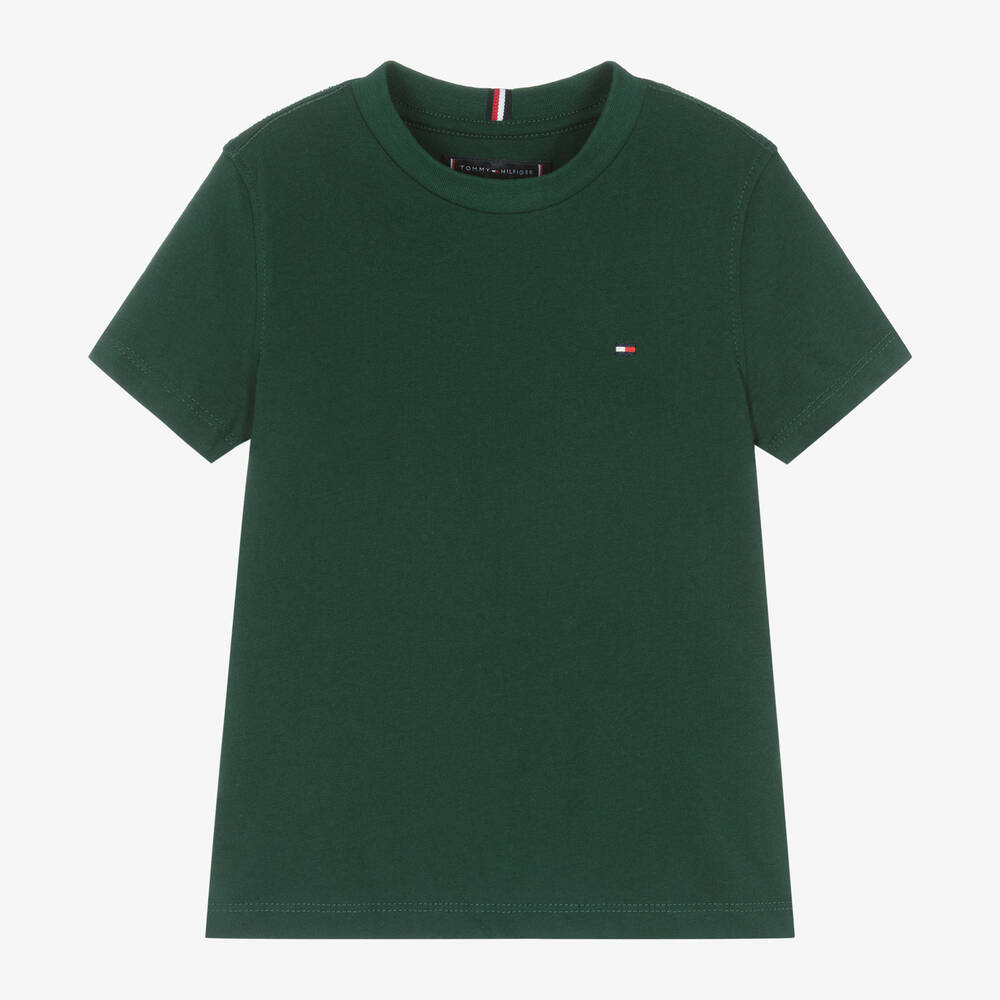 Tommy Hilfiger - Boys Green Cotton T-Shirt | Childrensalon