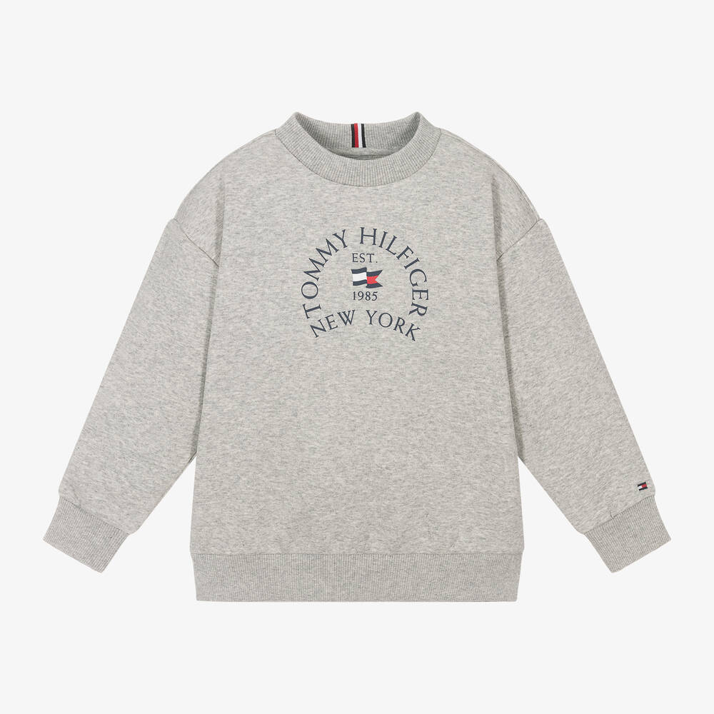 Tommy Hilfiger - Boys Grey Cotton Sweatshirt | Childrensalon